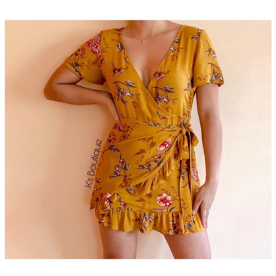 Mustard Floral Dress