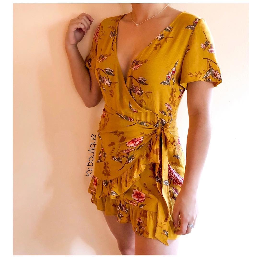 Mustard Floral Dress